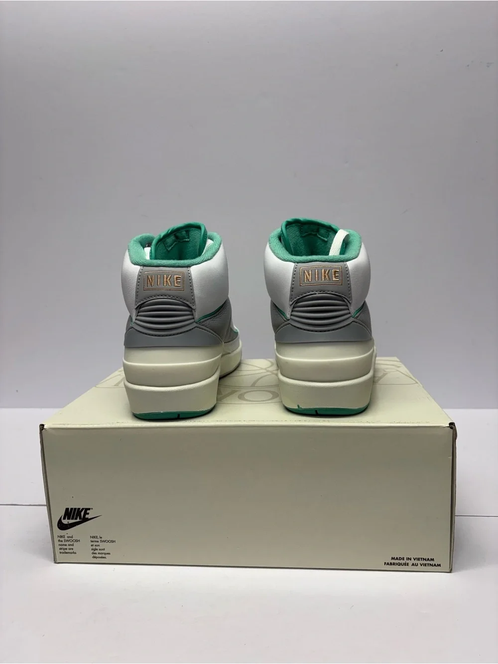 Jordan High-Top Sneakers in White, Gray and Green